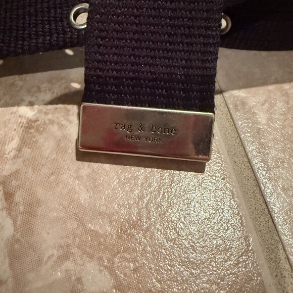 Rag & Bone | Double Eyelet Woven Belt | Black/Silver | Size: M main image 5